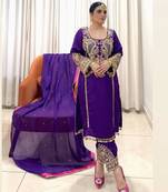 Deep purple heavy embroidered suit