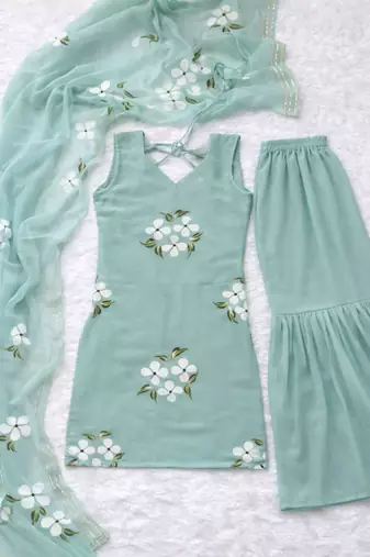 Turquoise sharara set