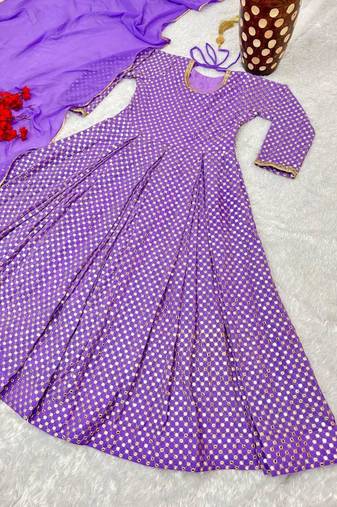 Purple embroidered suit set