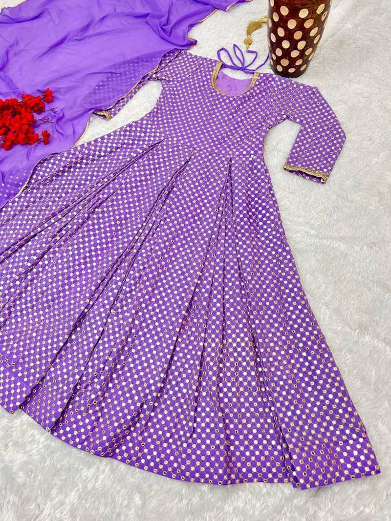 Purple embroidered suit set