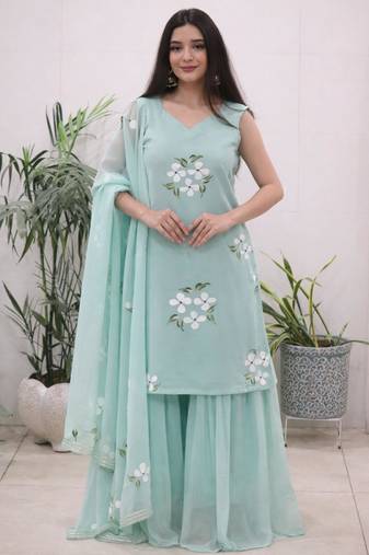 Turquoise sharara set