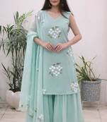 Turquoise sharara set