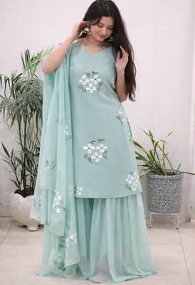 Turquoise sharara set 4