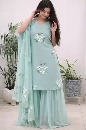 Turquoise sharara set