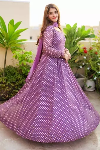 Purple embroidered suit set