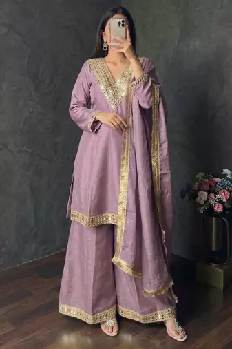 LavandER SILK BLEND FLARED PLAZZO set