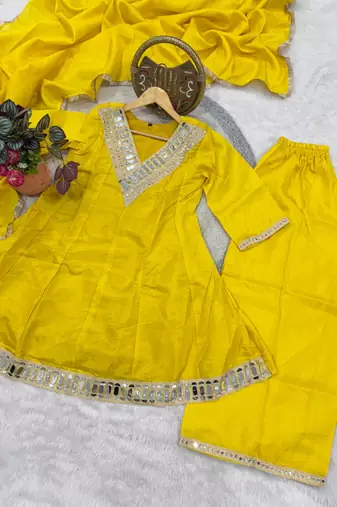Yellow kurta pant set