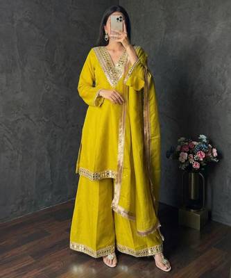 Yellow kurta pant set 1