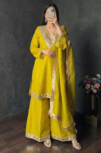 Yellow kurta pant set