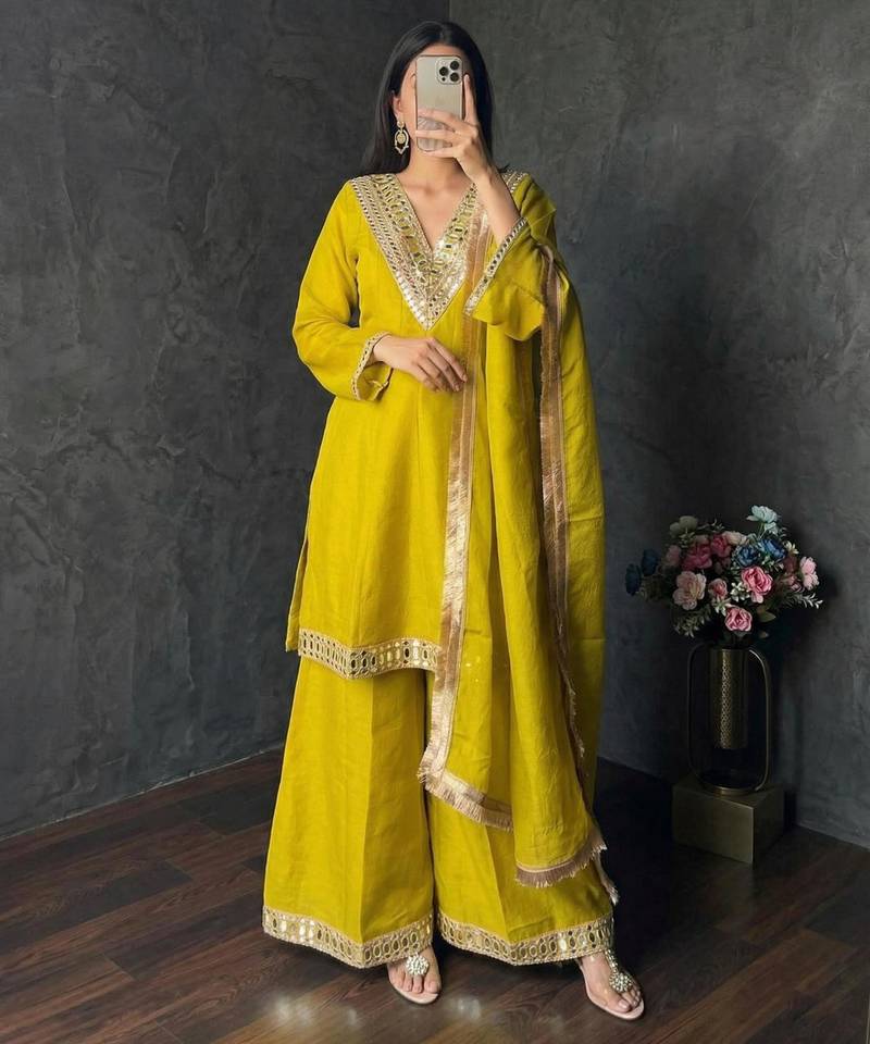 Yellow kurta pant set