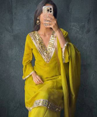 Yellow kurta pant set 3