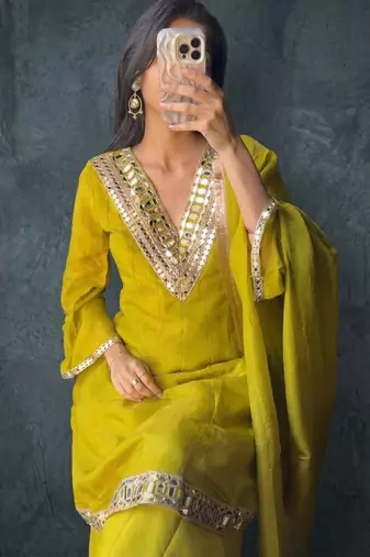 Yellow kurta pant set