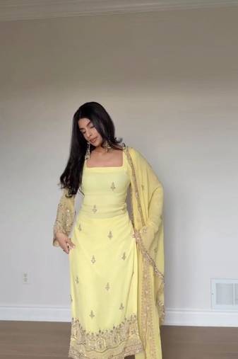 Pastel yellow straight suit set