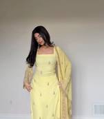 Pastel yellow straight suit set