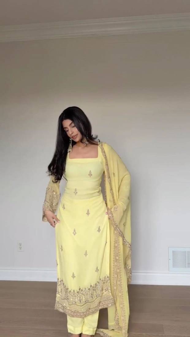Pastel yellow straight suit set