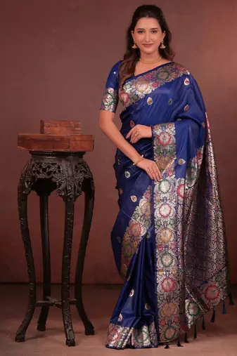 dark blue art silk woven art-silk-sarees