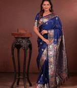 dark blue art silk woven art-silk-sarees