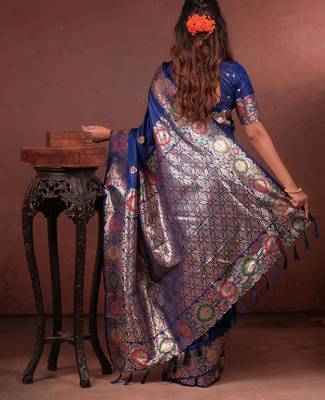 dark blue art silk woven art-silk-sarees 4