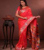orange art silk woven art-silk-sarees