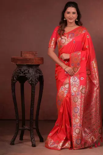 orange art silk woven art-silk-sarees