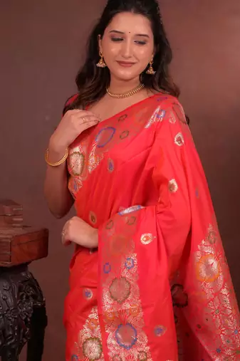 orange art silk woven art-silk-sarees