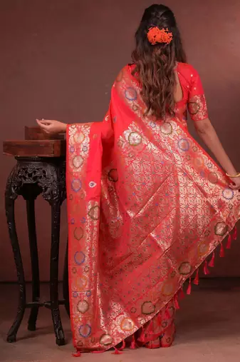orange art silk woven art-silk-sarees