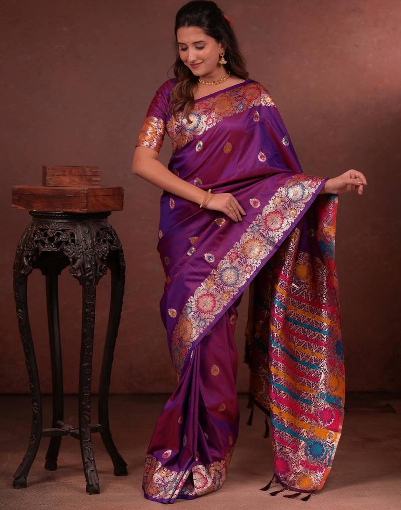purple art silk woven art-silk-sarees