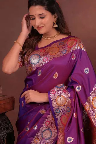 purple art silk woven art-silk-sarees