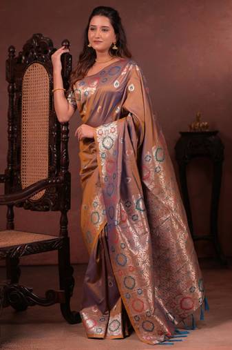 brown art silk woven art-silk-sarees