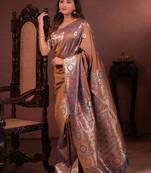 brown art silk woven art-silk-sarees