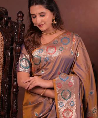 brown art silk woven art-silk-sarees 2