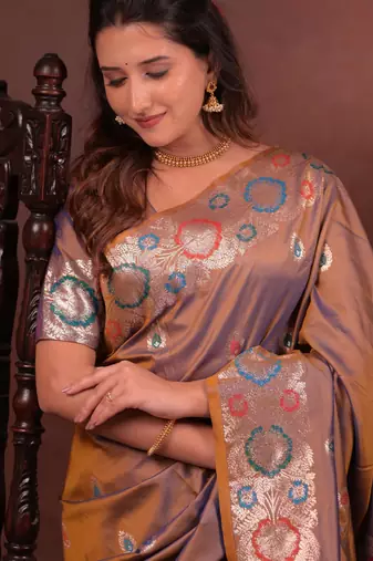 brown art silk woven art-silk-sarees