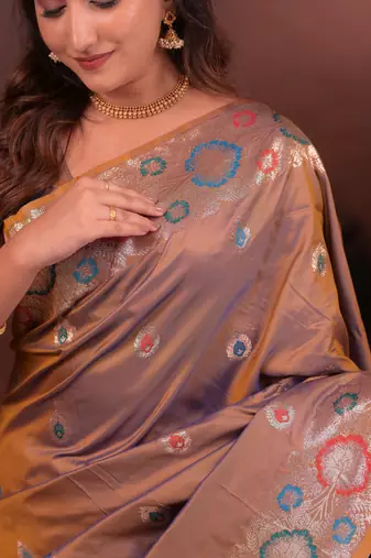 brown art silk woven art-silk-sarees