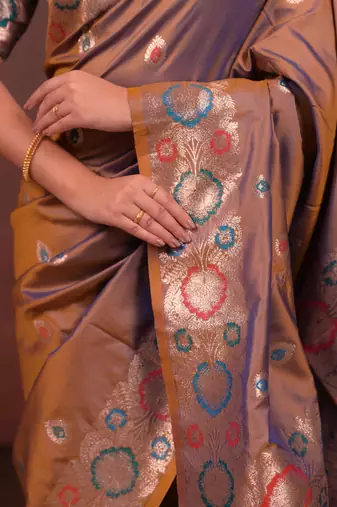 brown art silk woven art-silk-sarees