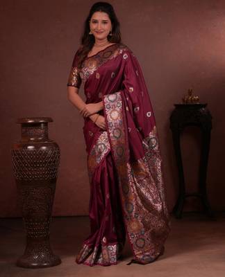 maroon art silk woven art-silk-sarees 1
