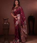 maroon art silk woven art-silk-sarees