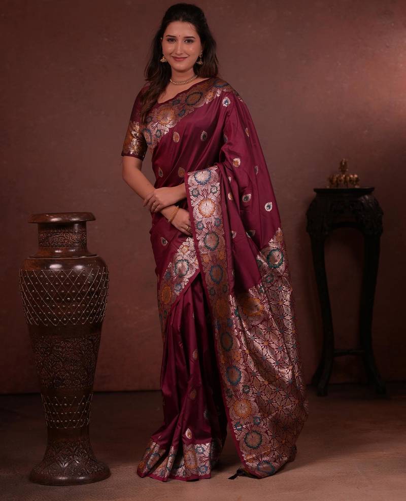 maroon art silk woven art-silk-sarees
