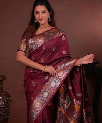 maroon art silk woven art-silk-sarees 2
