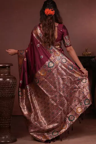 maroon art silk woven art-silk-sarees