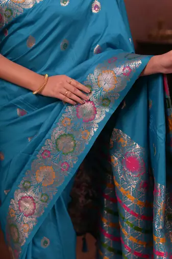 teal art silk woven art-silk-sarees