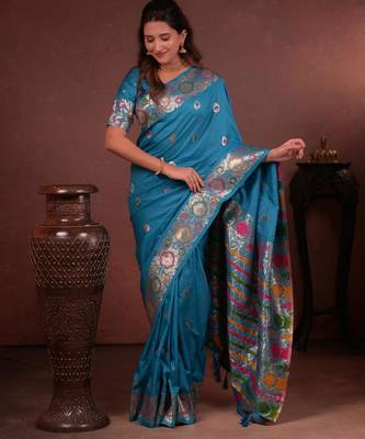 teal art silk woven art-silk-sarees 2