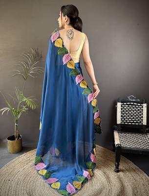 dark blue art silk embroidered art-silk-sarees 4