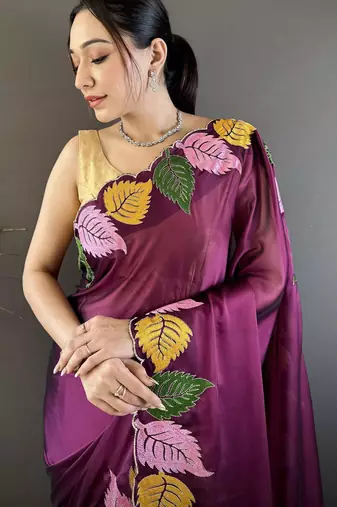 wine art silk embroidered art-silk-sarees