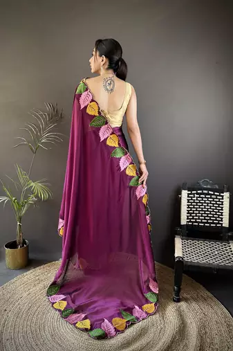 wine art silk embroidered art-silk-sarees