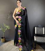 black art silk embroidered art-silk-sarees