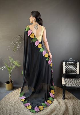 black art silk embroidered art-silk-sarees 4