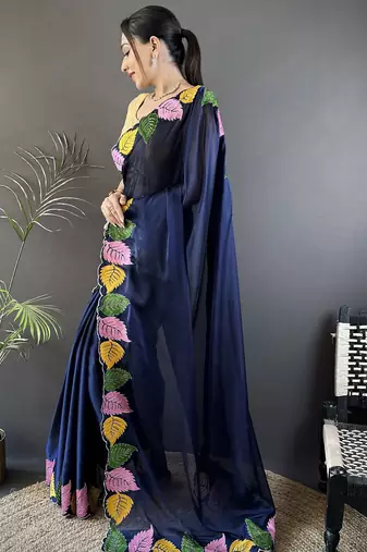 navy blue art silk embroidered art-silk-sarees