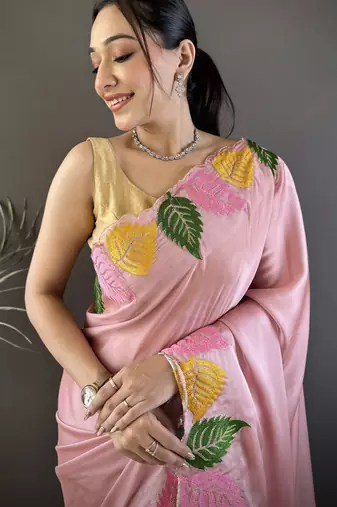 light baby pink art silk embroidered art-silk-sarees