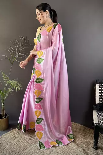 pink art silk embroidered art-silk-sarees