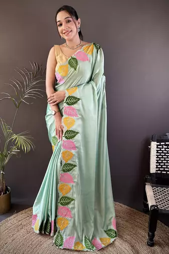 light green art silk embroidered art-silk-sarees